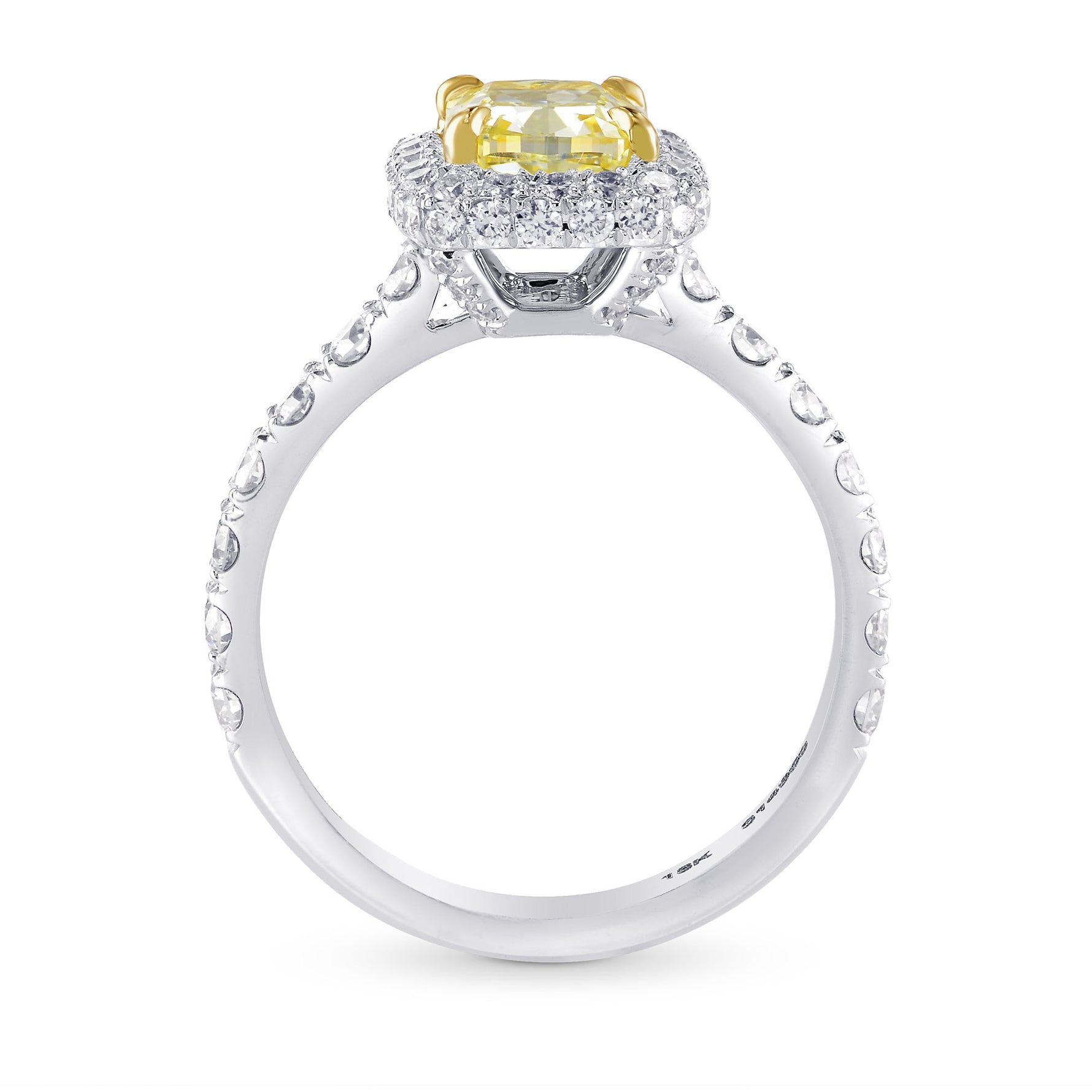 Fancy Light Yellow Cushion Diamond Halo Ring