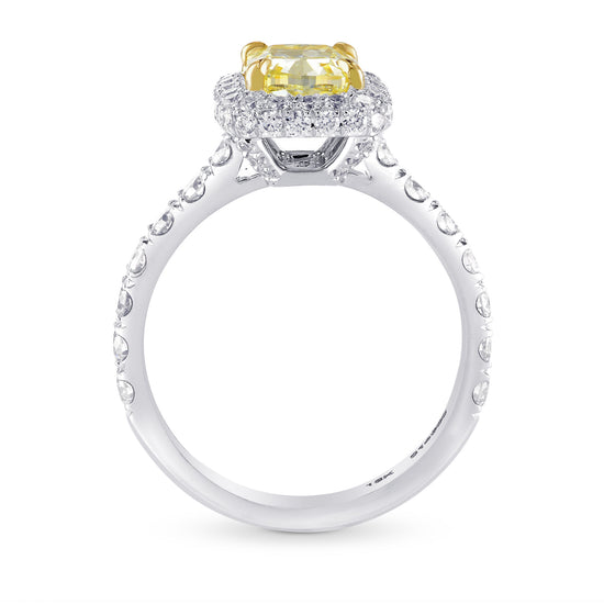 Fancy Light Yellow Cushion Diamond Halo Ring