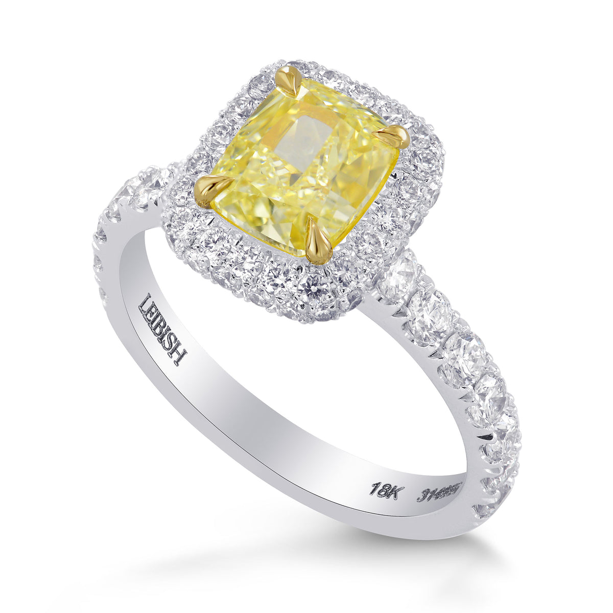 Fancy Light Yellow Cushion Diamond Halo Ring