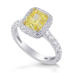 Fancy Light Yellow Cushion Diamond Halo Ring