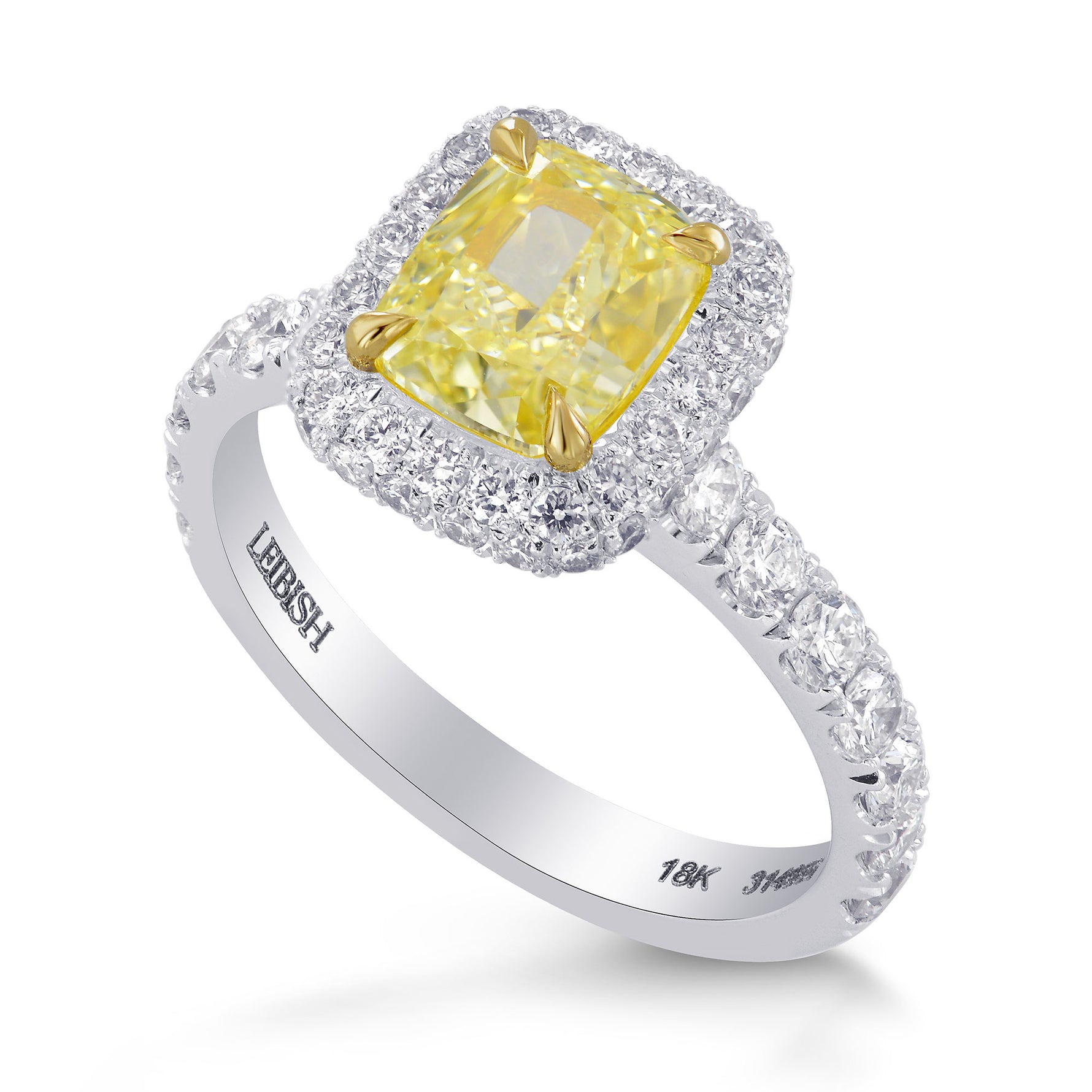 Fancy Light Yellow Cushion Diamond Halo Ring