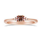 Fancy Deep Brown Pink Cushion Diamond Side Stone Ring