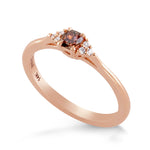 Fancy Deep Brown Pink Cushion Diamond Side Stone Ring