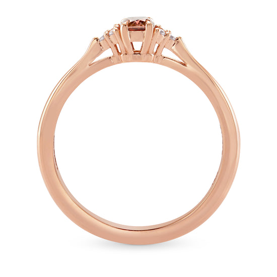 Fancy Deep Brown Pink Cushion Diamond Side Stone Ring