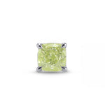Fancy Light Yellow Green Cushion Diamond, Stud Earring