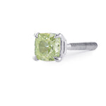 Fancy Light Yellow Green Cushion Diamond, Stud Earring