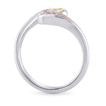 Fancy Brownish Purplish Pink & Vivid Orangy Yellow, Oval Diamond Cross-Over Ring