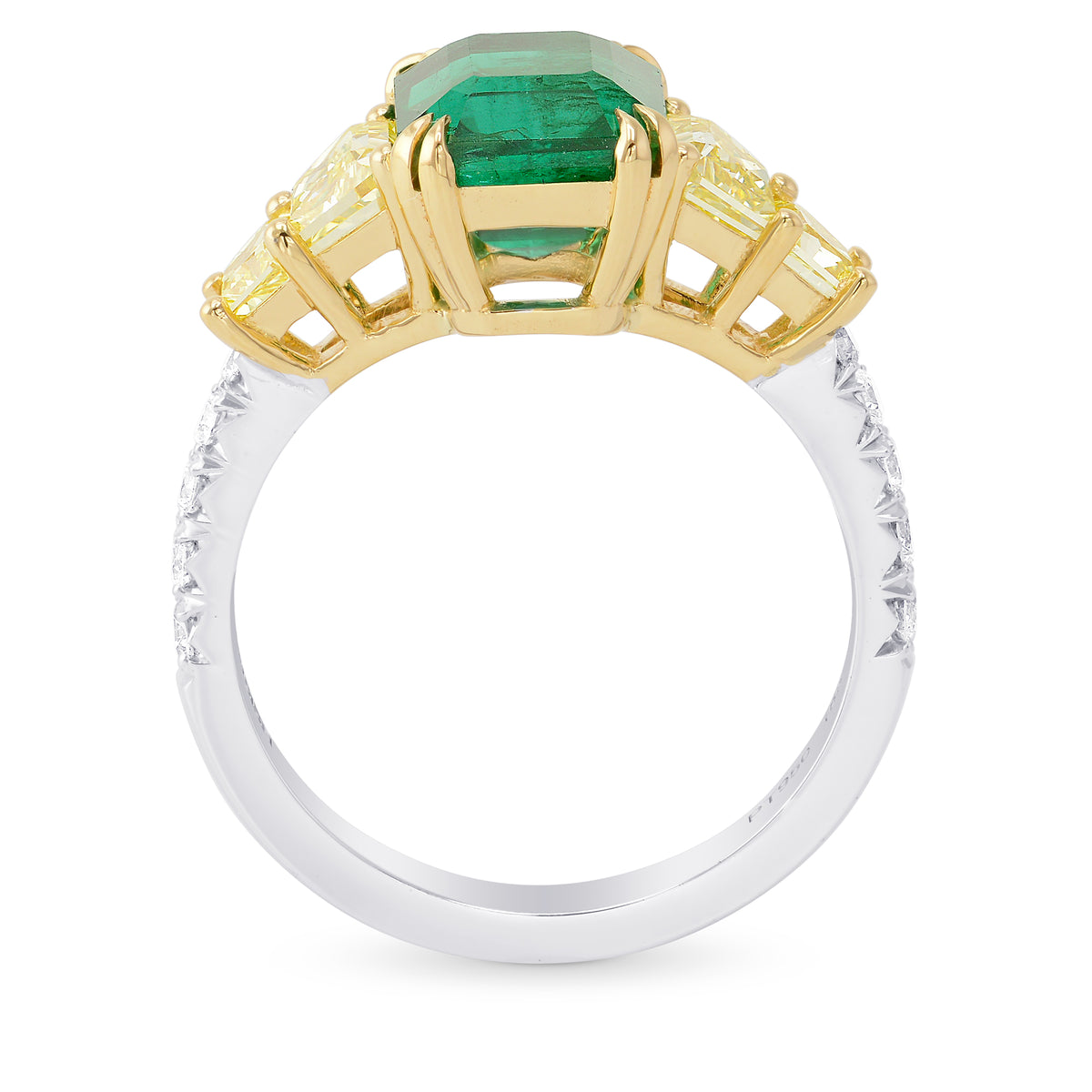 Emerald shape Green Emerald Gemstone  Mix Side Stones Ring