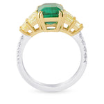 Emerald shape Green Emerald Gemstone  Mix Side Stones Ring
