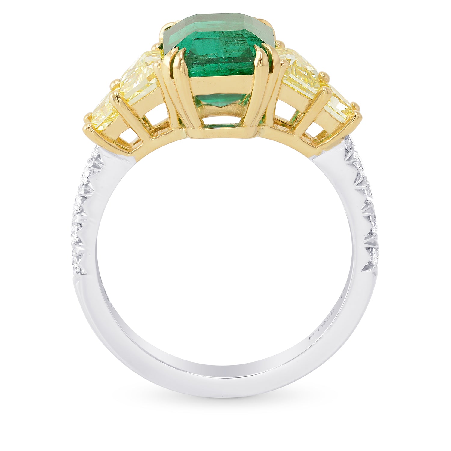 Emerald shape Green Emerald Gemstone  Mix Side Stones Ring