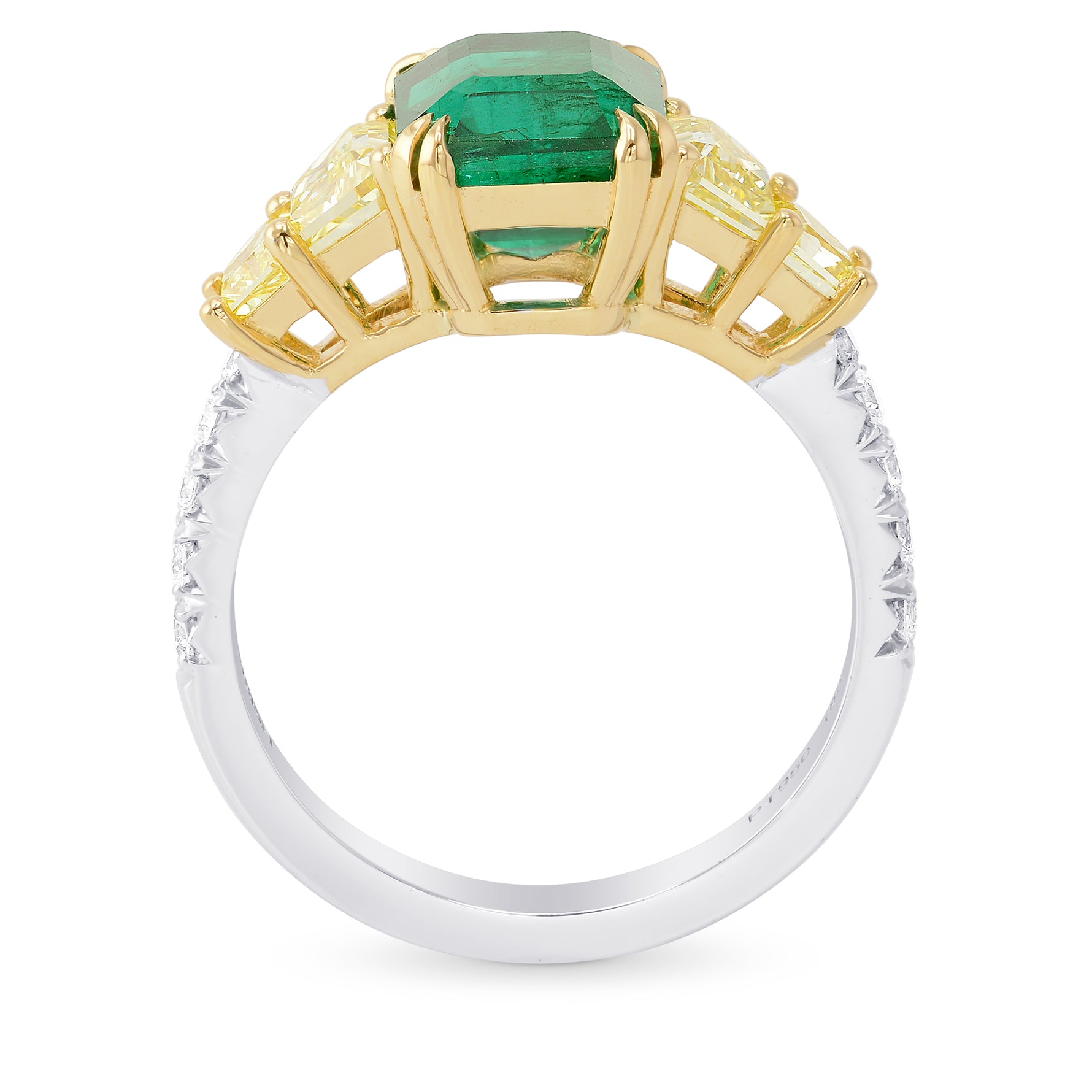 Emerald shape Green Emerald Gemstone  Mix Side Stones Ring