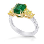 Emerald shape Green Emerald Gemstone  Mix Side Stones Ring