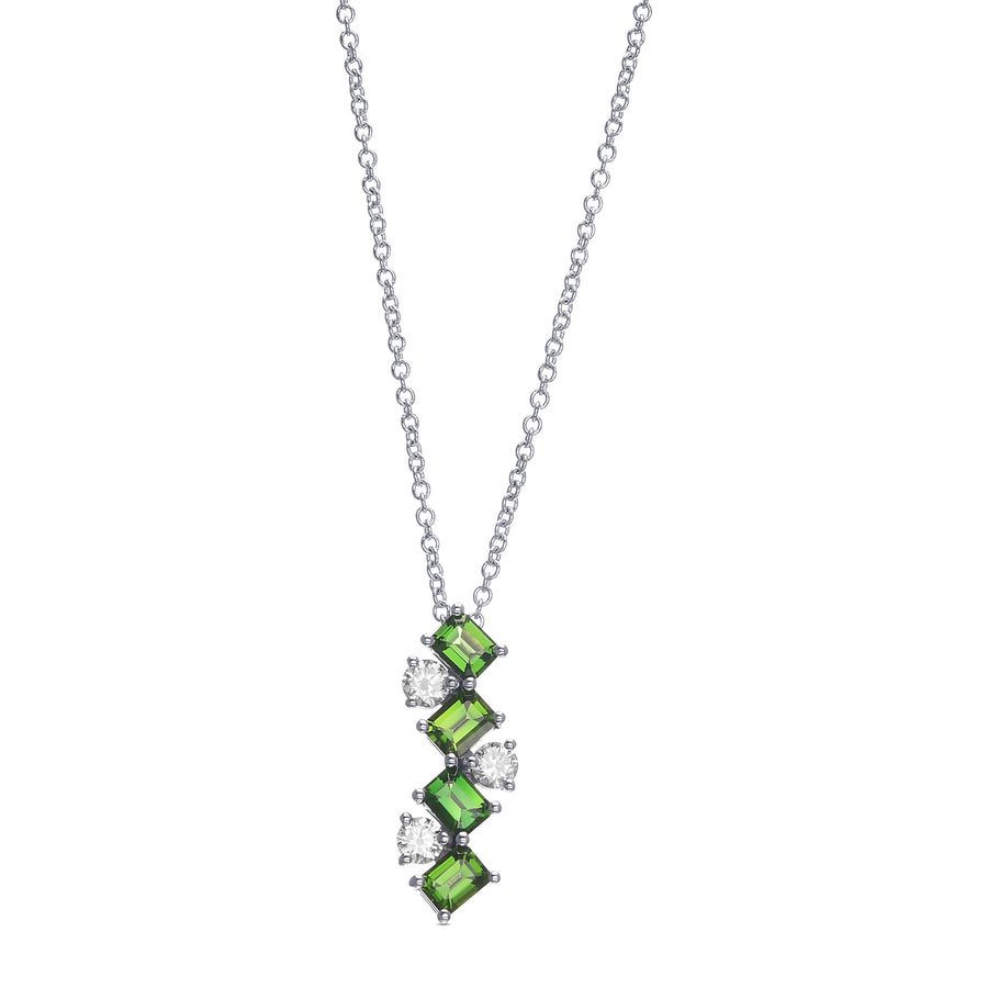 Green Tourmaline and Diamond Drop Pendant