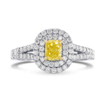Fancy Intense Yellow Cushion Diamond Double Halo Ring