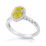 Fancy Intense Yellow Oval Diamond Halo Ring