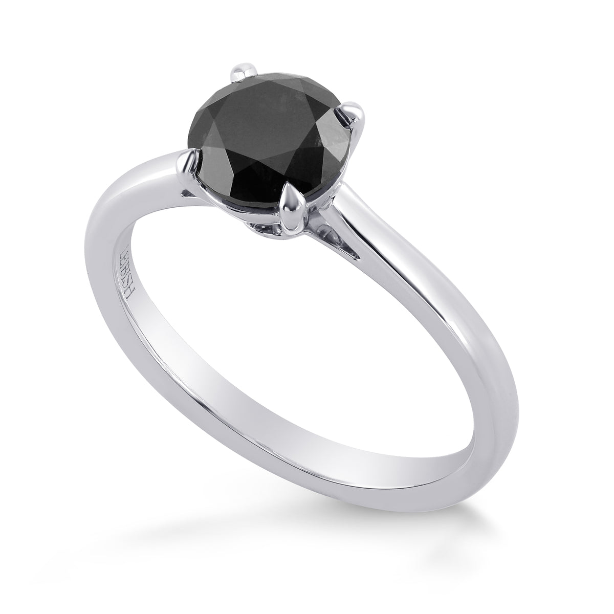 Fancy Black Round Diamond Solitaire Ring
