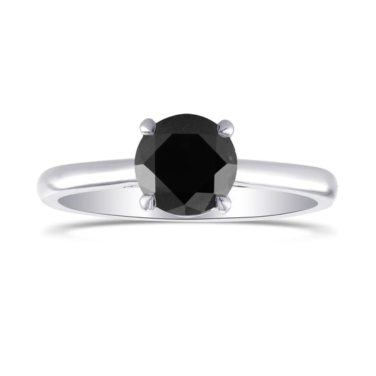 Fancy Black Round Diamond Solitaire Ring