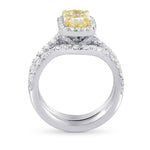 Fancy Light Yellow Radiant Diamond Halo Wedding Ring Set, With Two Matching Wedding Bands