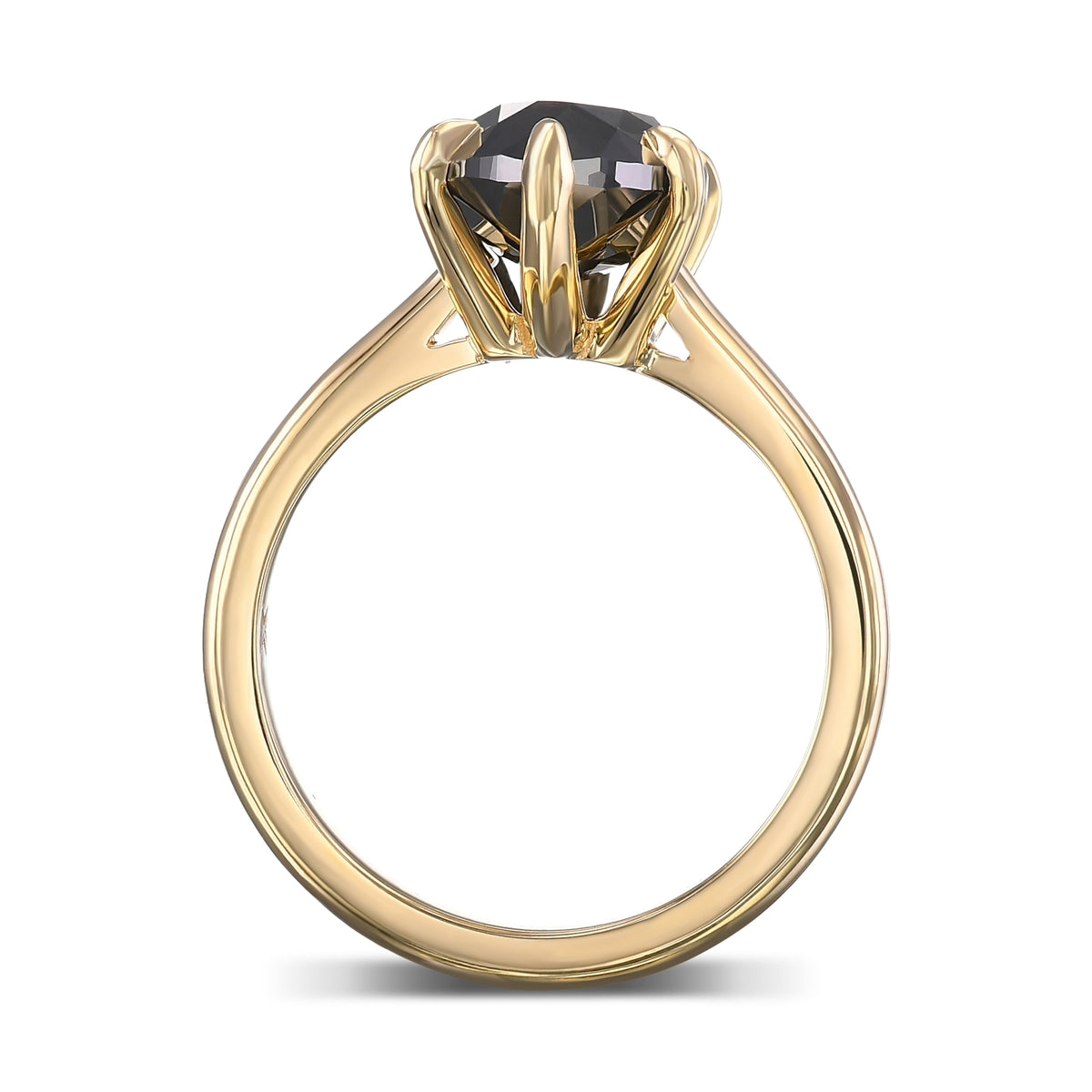 Fancy Black Marquise Solitaire Diamond Ring - 2