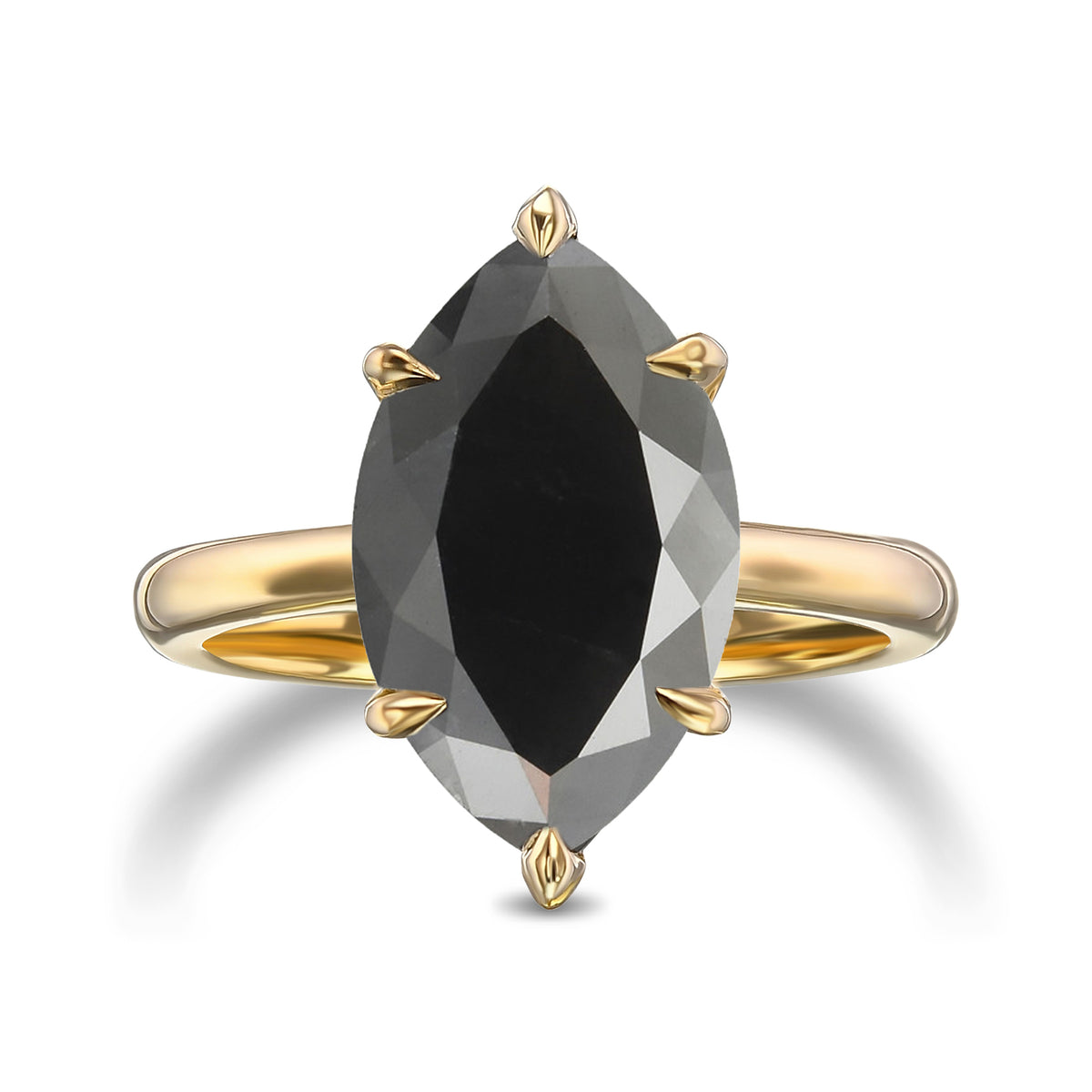 Fancy Black Marquise Solitaire Diamond Ring