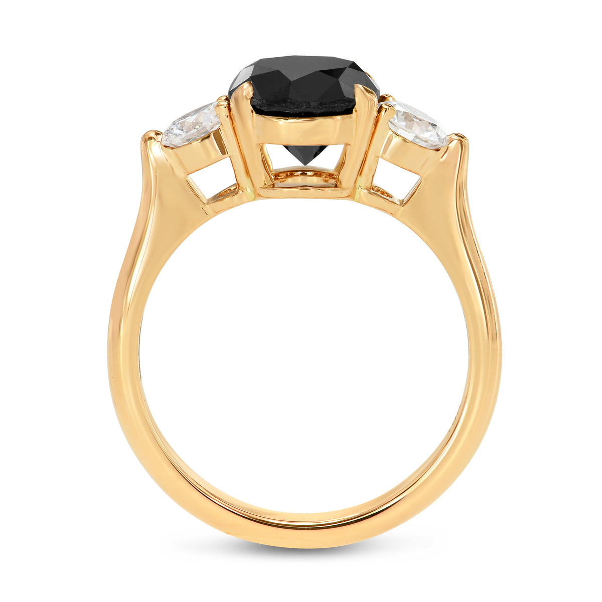 Fancy Black Round Three-stone Diamond Ring - 2