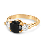 Fancy Black Round Three-stone Diamond Ring - 3