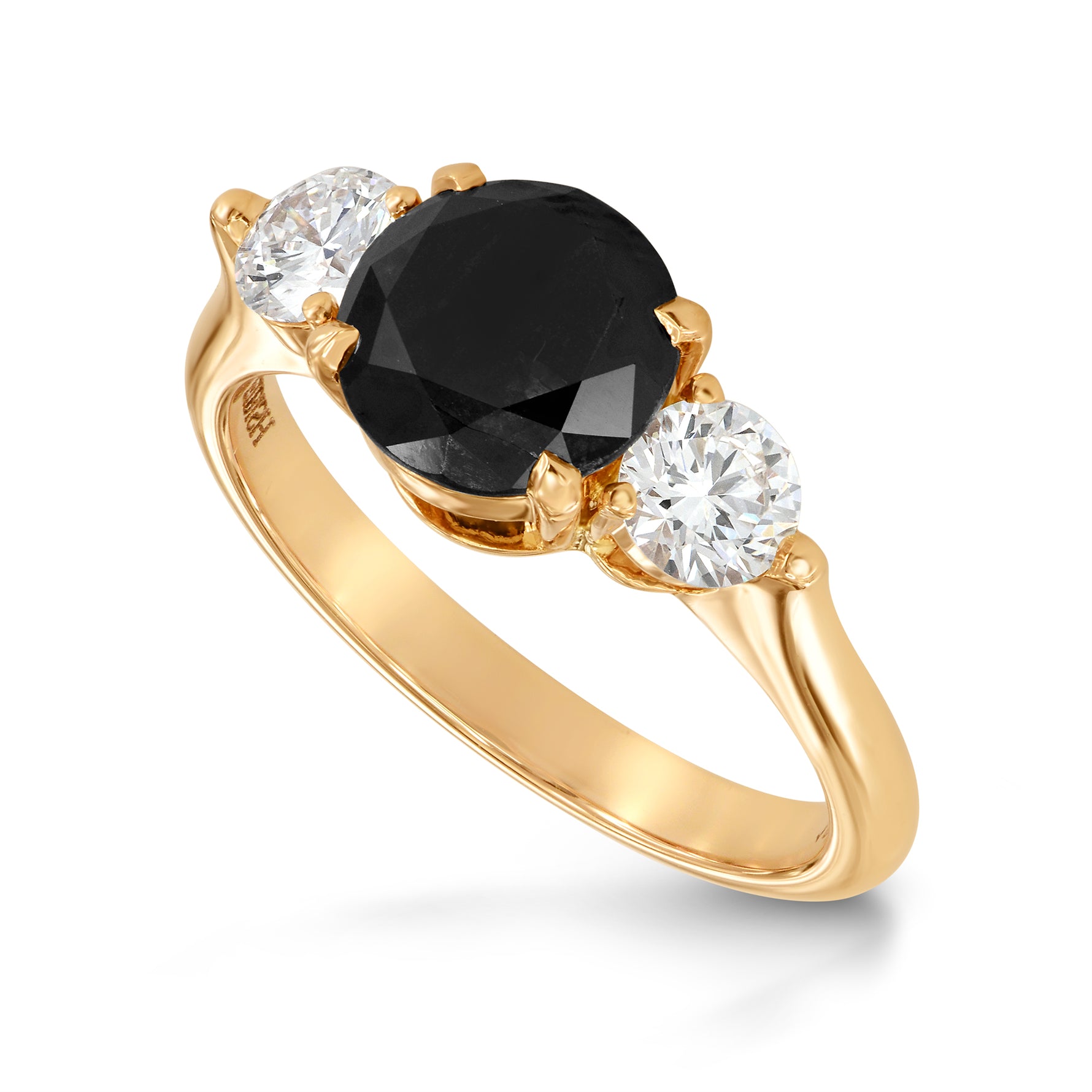 Fancy Black Round Three-stone Diamond Ring - 4