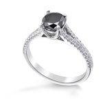 Fancy Black Round Side Stones with Split Shank Diamond Ring - 3