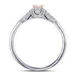 Fancy Orange Pink Cushion Vintage Style Diamond Ring - 2