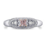Fancy Orange Pink Cushion Vintage Style Diamond Ring