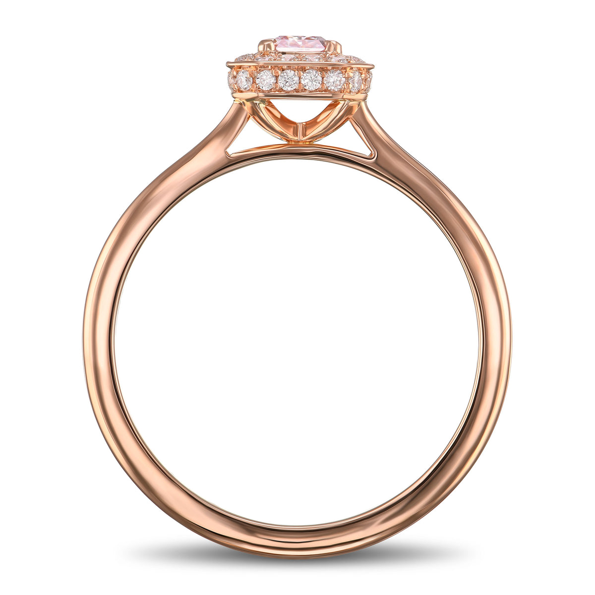 Fancy Pink Radiant 3D Halo Diamond Ring - 2