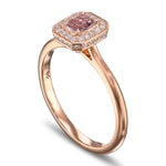 Fancy Pink Radiant 3D Halo Diamond Ring - 3