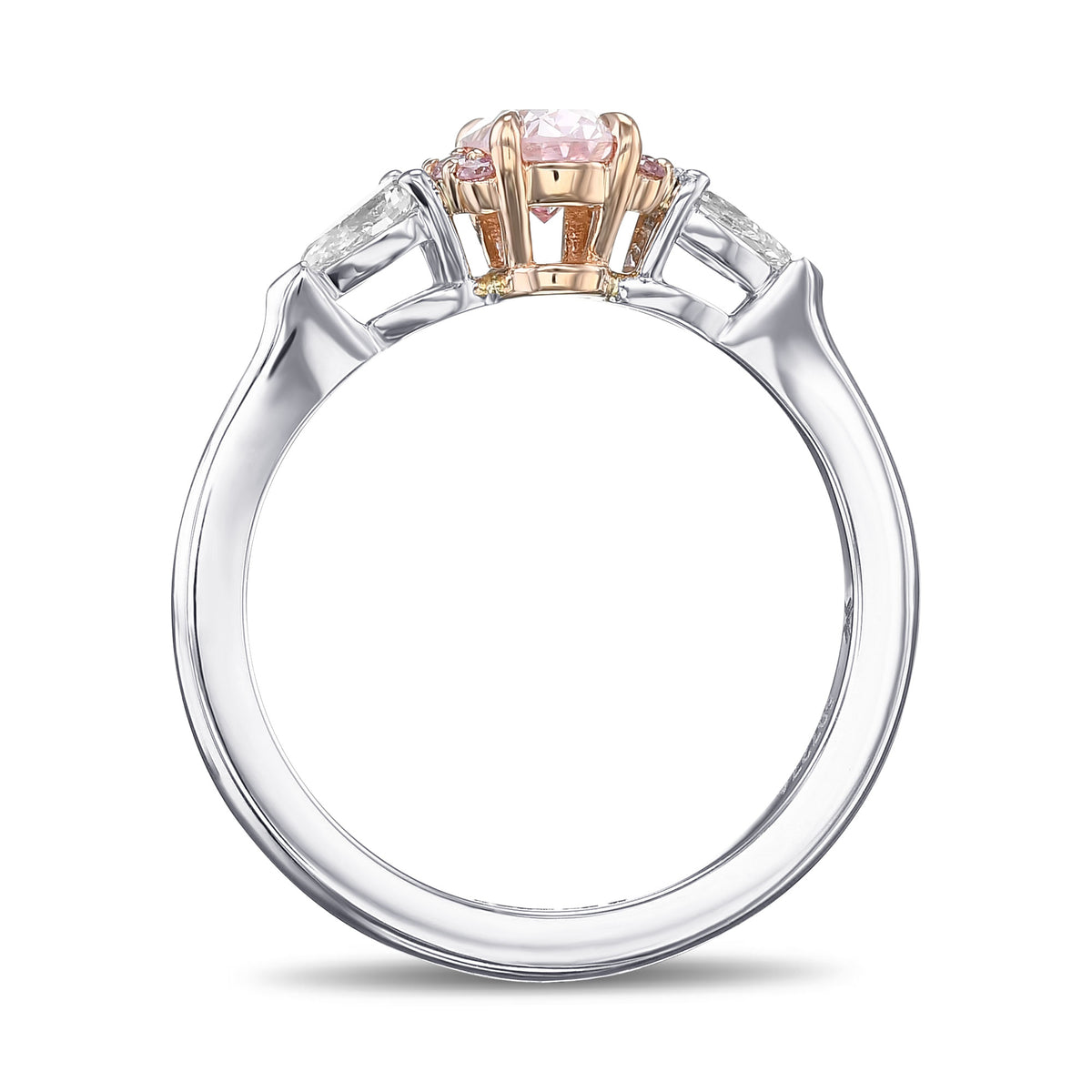 Fancy Pink Oval & Pear Diamond Semi-Halo Ring - 2