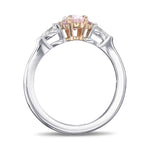 Fancy Pink Oval & Pear Diamond Semi-Halo Ring - 2