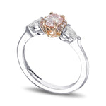 Fancy Pink Oval & Pear Diamond Semi-Halo Ring - 3