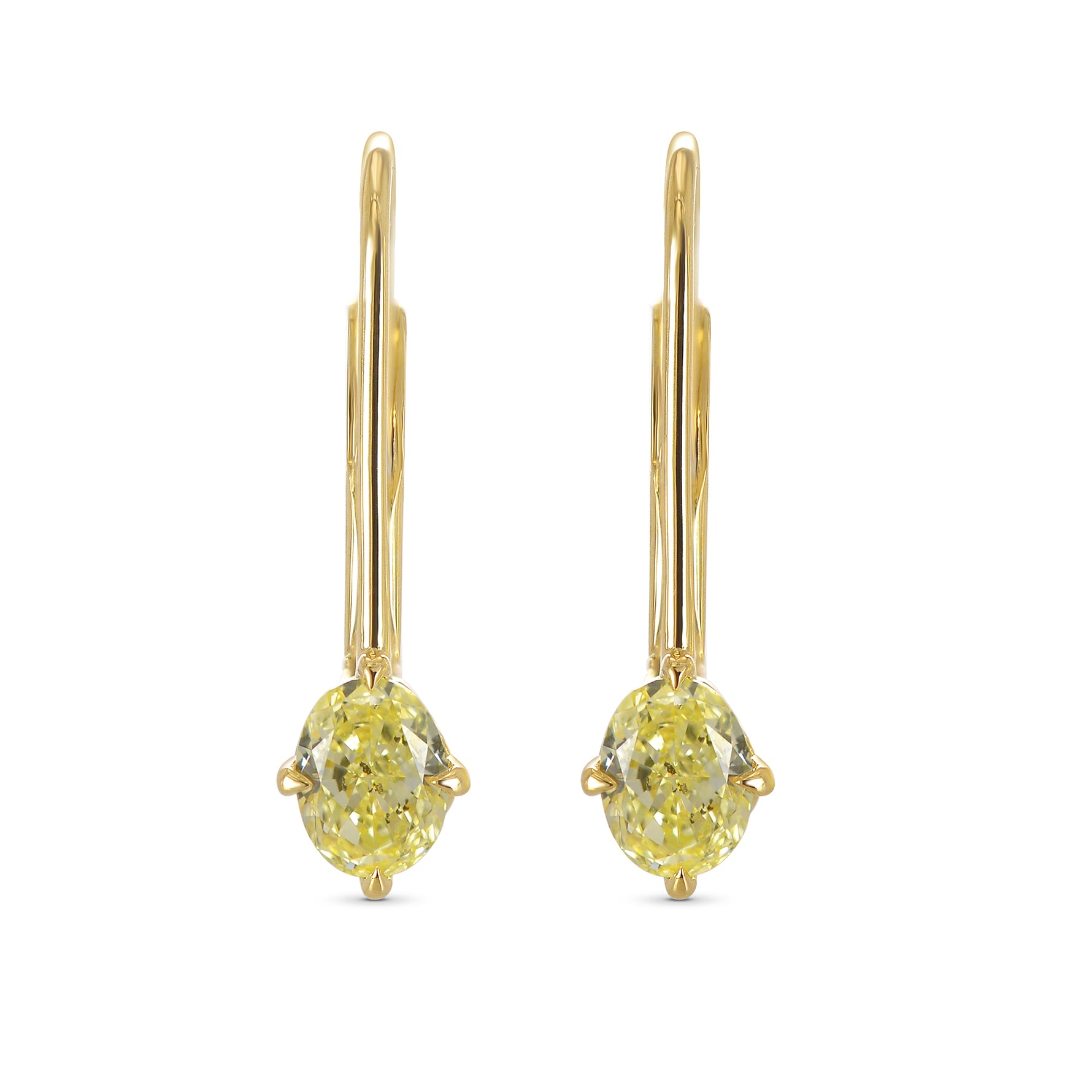 Fancy Light Yellow Oval Diamond Drop Earrings