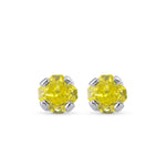 Fancy Vivid Yellow Radiant Stud Diamonds Earrings