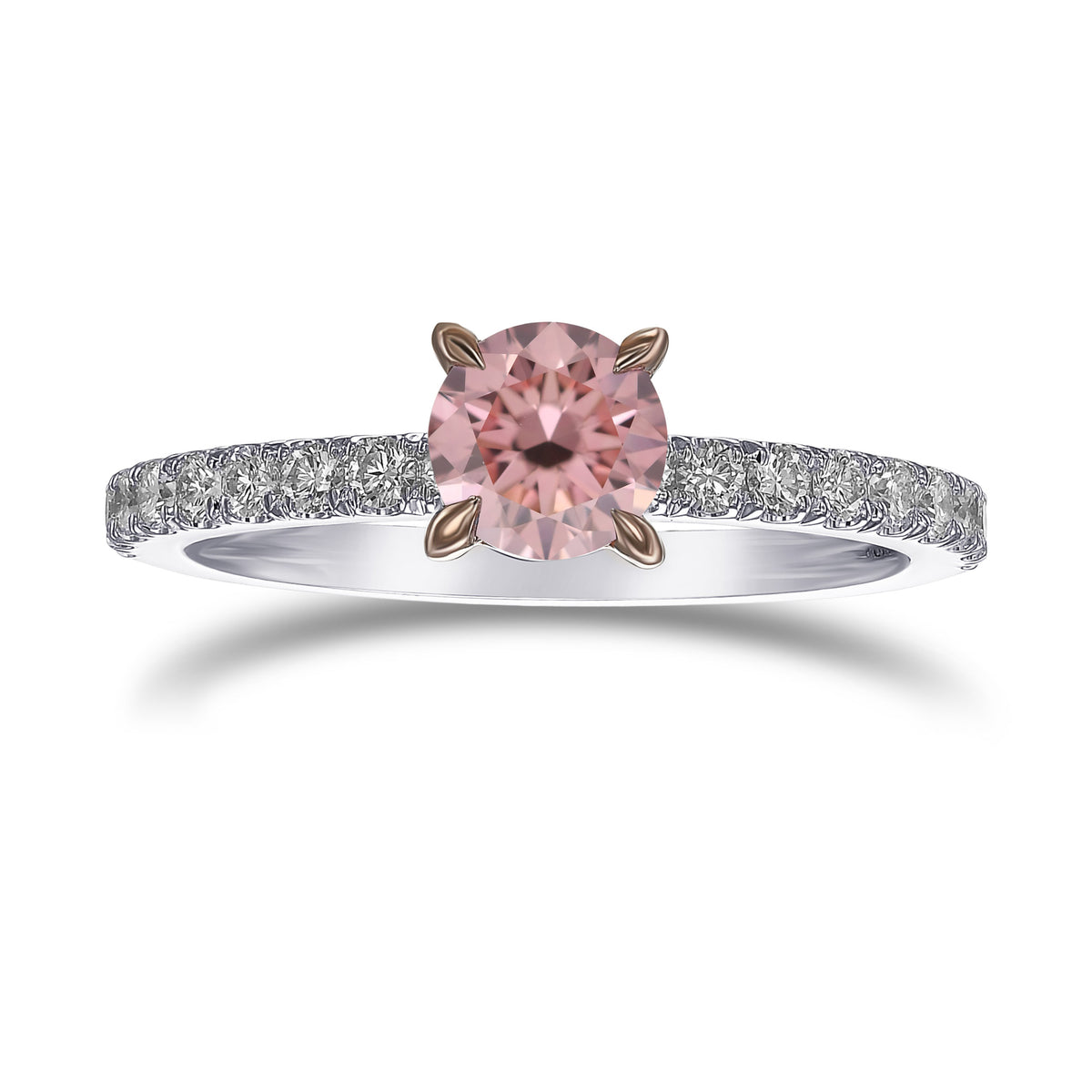 Argyle 3PR Fancy Intense Orangy Pink Round Side-Stone Diamond Ring