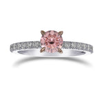 Argyle 3PR Fancy Intense Orangy Pink Round Side-Stone Diamond Ring