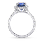 Royal Blue Sapphire Cushion Halo Ring