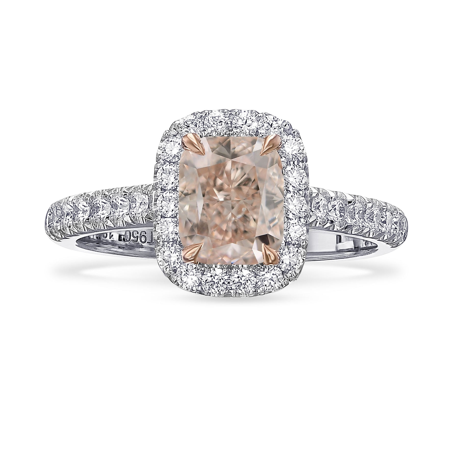 Fancy Light Pink Cushion Halo Diamond Ring