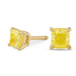 Fancy Intense Yellow Cushion Stud Earrings