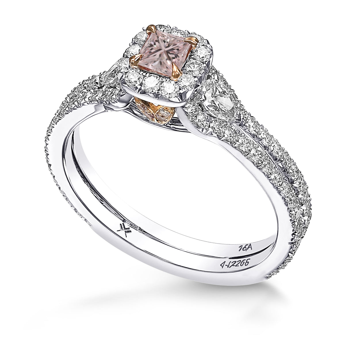 Light Pink Princess & Pear Diamond Ring - 3