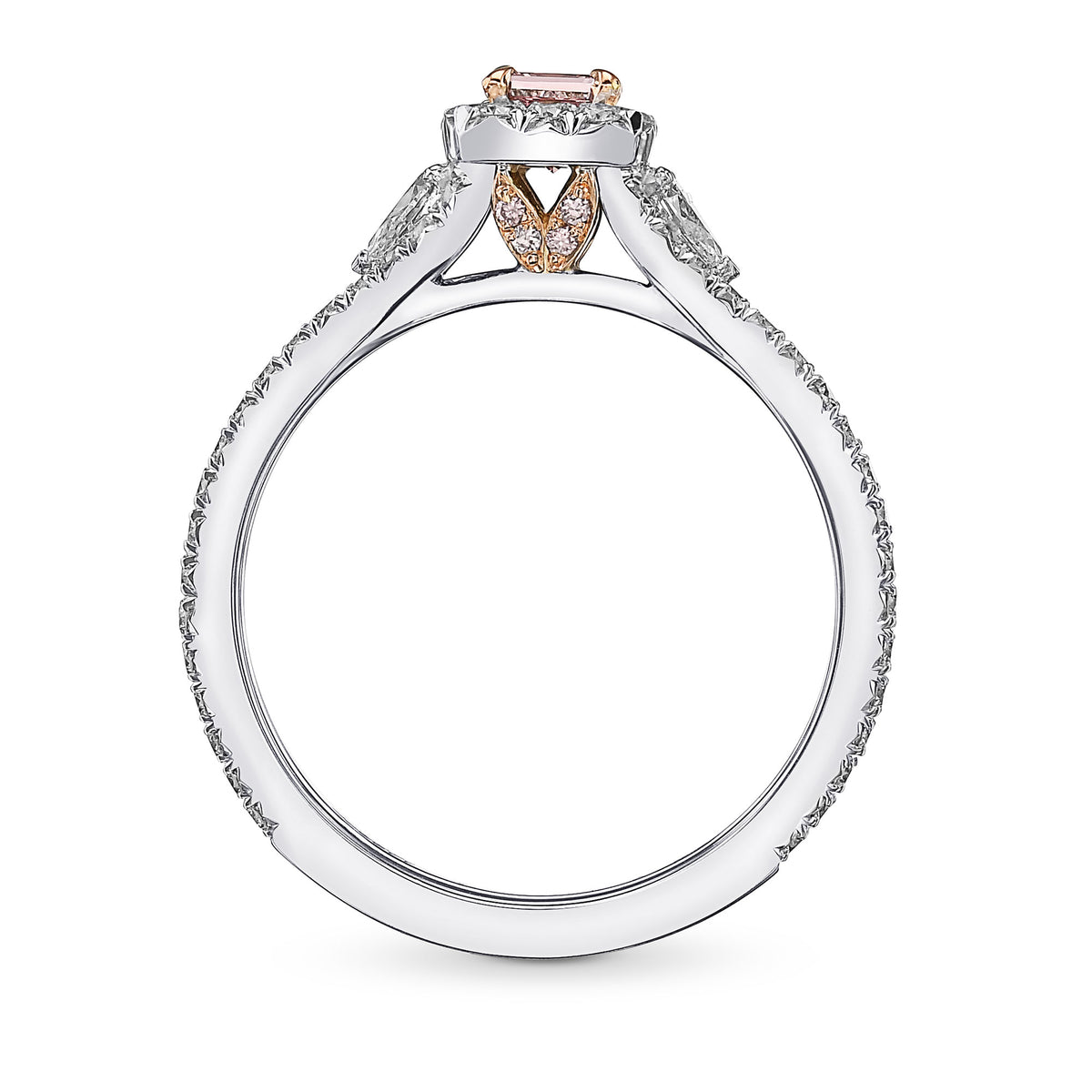 Light Pink Princess & Pear Diamond Ring - 2