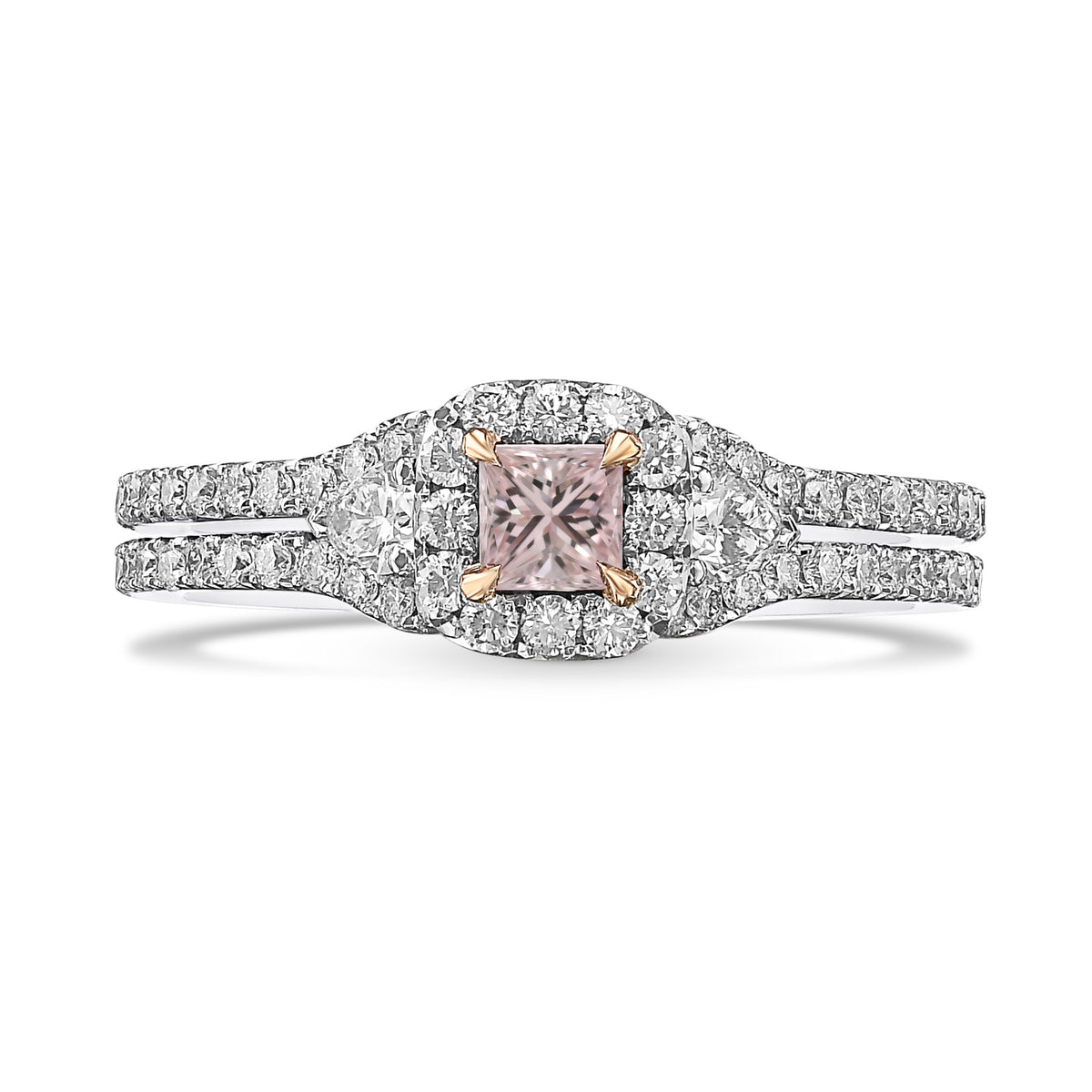 Light Pink Princess & Pear Diamond Ring