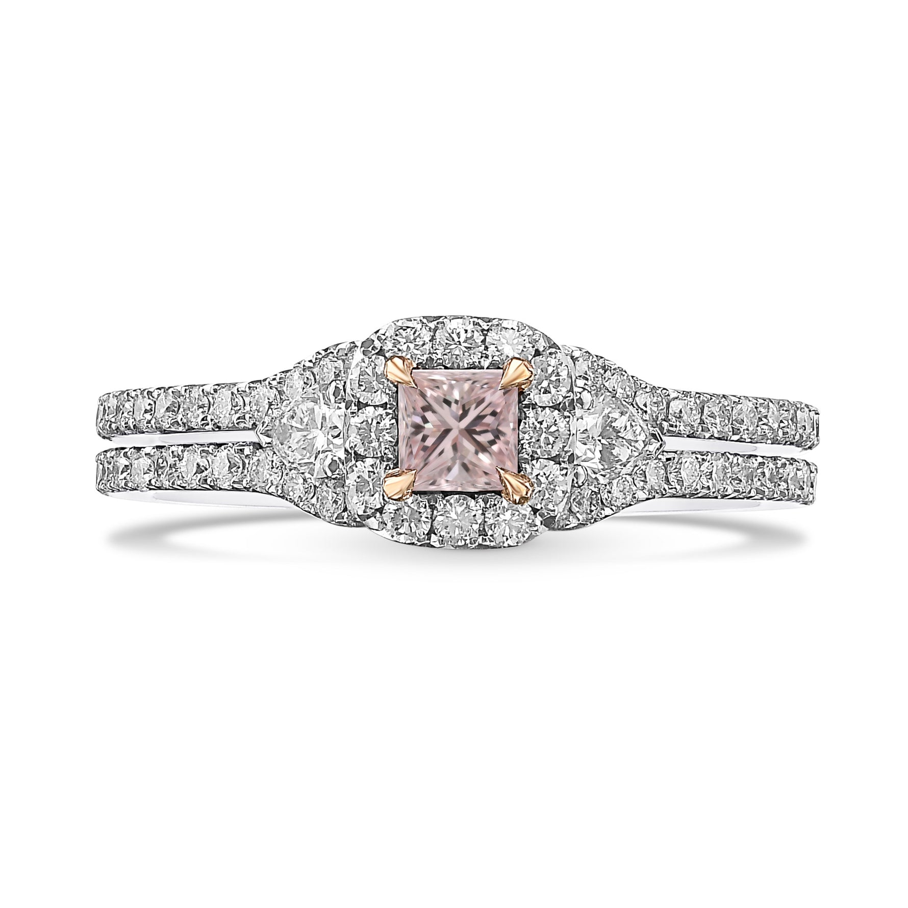 Light Pink Princess & Pear Diamond Ring