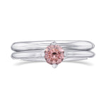 Argyle 3PR Fancy Intense Orangy Pink Round Diamond Solitaire Wedding Ring Set