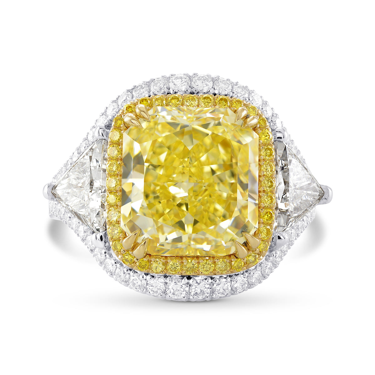 Fancy Intense Yellow, Radiant & Triangle Diamond Halo Ring