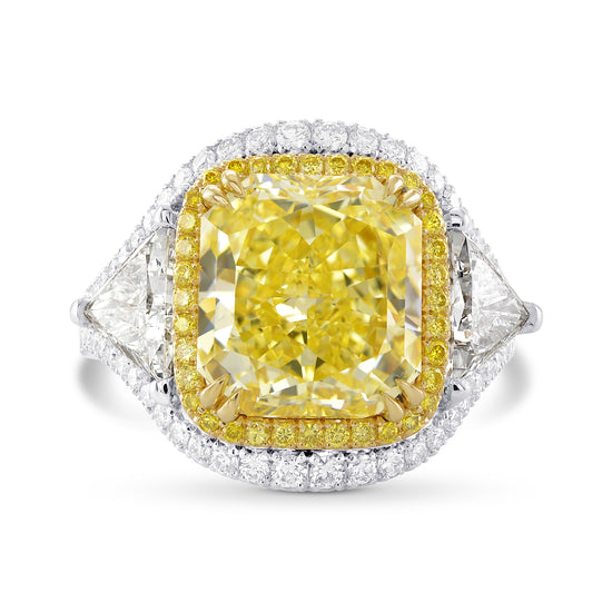 Fancy Intense Yellow, Radiant & Triangle Diamond Halo Ring