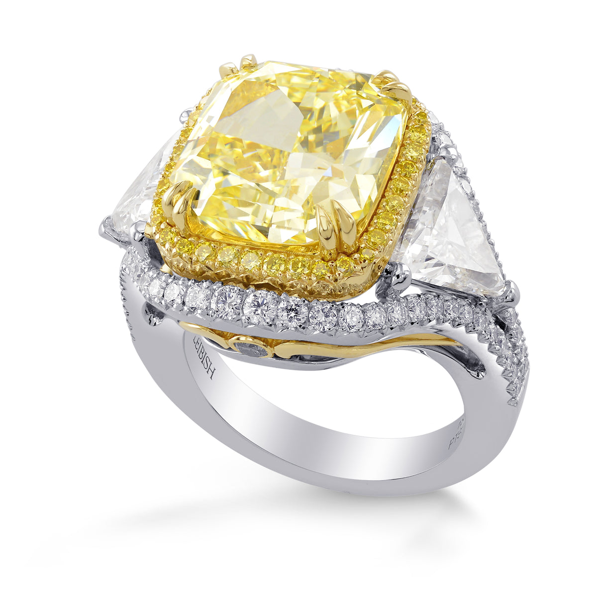 Fancy Intense Yellow, Radiant & Triangle Diamond Halo Ring